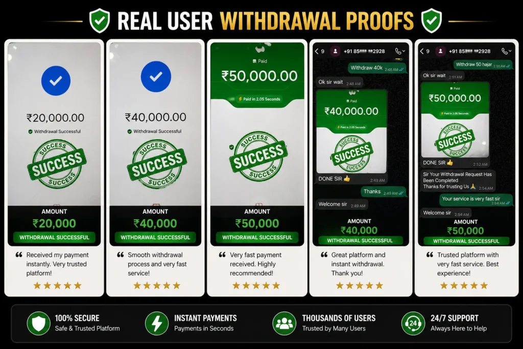 Gold 365 withdrawal proof ₹20000 successful payment